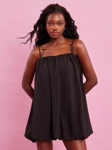 NYA SZN 娃娃裙泡泡裙特殊场合婚礼宾客新娘派对早午餐约会复古休闲日常基本款夏秋季女装 - 黑色 - 查看 4