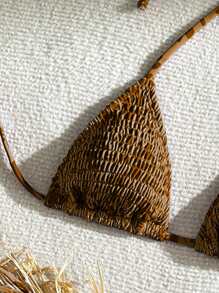 Swim Vcay 简约纯色露背女式泳衣套装 - 棕色 - 查看 3