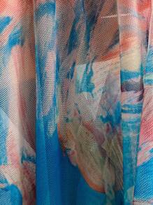 Dreamara 大码女式度假毕业返校秋季度假扎染花卉印花系带长袖牛仔嬉皮上衣夏季波西米亚风上衣 - 彩色 - 查看 8