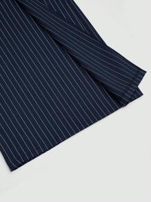 Rometta Plus Size Women Striped Elastic Waist Loose Straight Leg Trousers With Metal Buckle Decoration, Casual And Versatile Design Suitable For Daily, Work And Multiple Occasions Fall Cloth For Women