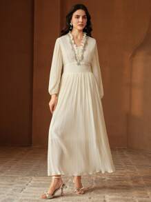 Anewsta Women's Long Formal Elegant Party Evening Dress - Apricot - View 6