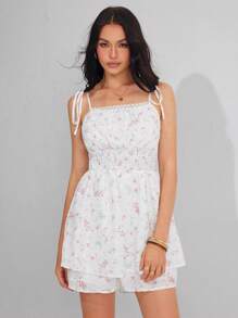 Roylia Gaun Panjang Model Baru Musim Panas dengan Motif Bunga dan Hem Berkerut, Cocok untuk Liburan dan Kencan - MultiWarna - View 1