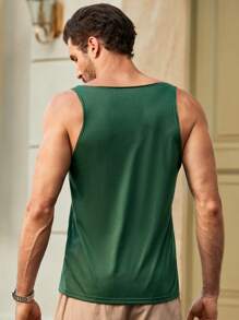 Manfinity VCAY Áo ba lỗ dệt kim màu trơn bó sát thường ngày cho nam có túi ngực - màu xanh lá - Xem 3