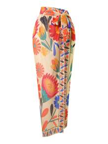 Swim Oasis 1pc Plus Size Women Vintage Floral Print One-Piece Swimsuit, Casual Daily Style For Summer