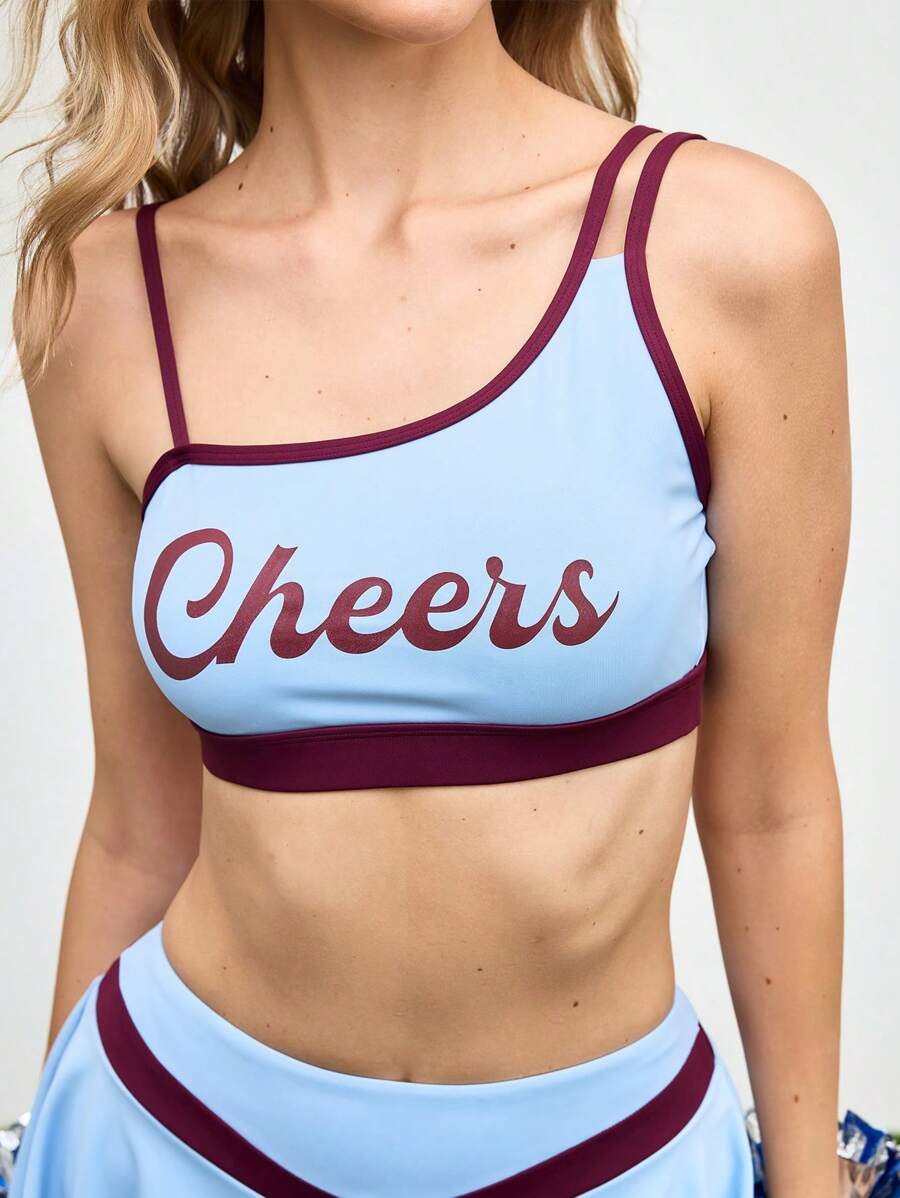 SHEIN Sports Women's Letter Print Everyday Fitness Cheerleader Sports Bra