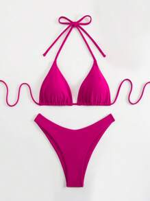 Swim Vcay Bộ đồ bơi 2 món cho nữ, giản dị và thời trang để mặc hàng ngày - Màu đỏ tím - Xem 4