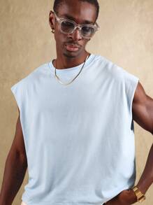 SUMWON Sleeveless Tank Top Streetwear Graffiti Paint Splash Athletic Muscle Shirt Summer Festival Urban Fashion Workout Fitness Vest - Blue - View 4