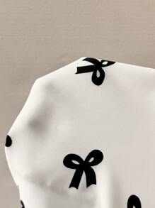 SHEIN Clasi 修身女士撞色短袖衬衫夏季女教师女士领口衬衫乡村女士夏季女装 - 黑與白 - 查看 7
