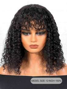 Water Wave Glueless Bob Wig Human Hair Wigs With Bangs Human Hair Lace Wigs For Women SHAGGY STYLE All Ready Wig Pre Bleached Pre Plucked Pre-Cut Lace Melting 4x4 Lace Closure Glueless Wig With Front Hair 100% Human Hair CHIC BOB 9AM HAIR - SNatural - View 5