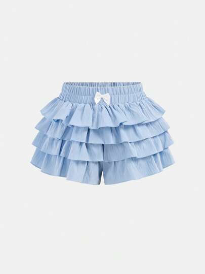 SHEIN Quần short váy xếp nếp trơn màu đơn sắc dành cho bé gái tuổi teen