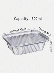 20/50pcs Aluminum Foil Disposable Takeout Trays, 6.5" X 5.2" X 1.9", 600ml Capacity Takeout Containers With Plastic Or Paper Lids, Food Storage - Foil Pans Great For Baking, Heating, Storing, Kitchen, Picnic Food Preparation