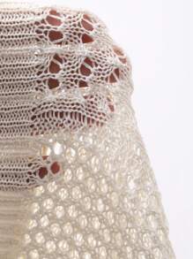 Dazy Plus Sheer Hollow Out Round Neck Long Sleeve Cover Up Cover Up For Women,Spring/Summer Vacation - White - View 7