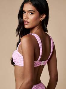 MISSGUIDED Bộ bikini ban công họa tiết gingham cắt kiểu Brazil chân cao mặc đi nghỉ mát tiệc hồ bơi bãi biển mùa hè - Nhiều màu - Xem 7