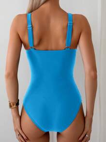 Swim Basics 女士纯色褶饰连体泳衣，适合度假和海滩穿着