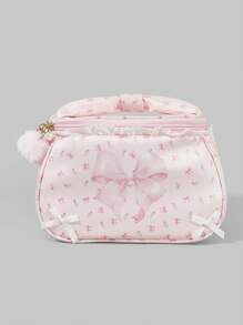 ROMWE Kawaii Cute And Charming Pink Butterfly Pattern Large Capacity Portable Cosmetic Makeup Bag, 401422/412463 - Multicolor - View 1