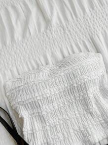 SHEIN EZwear Damen Lässig Vintage romantische Spitzenbluse, geeignet für den Sommer, mit Spitzenverzierung