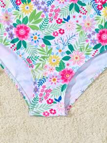 Tween Girls Tropical Floral Fashionable Resort Cute Frill Bikini Sets - Multicolor - View 6