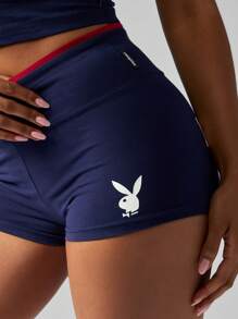 Missguided x Playboy 高腰健身短裤舞蹈瑜伽跑步运动短裤