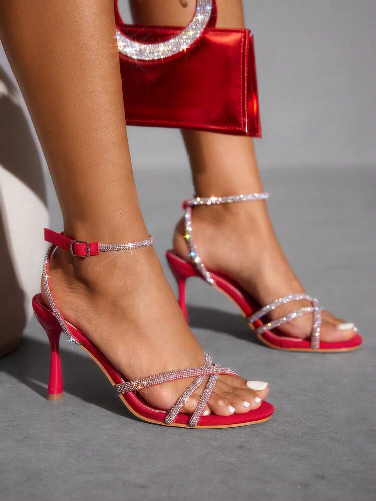 CUCCOO SZL Women's Luxury Crystal-Embellished Pointed Toe Stiletto Heels, Sexy Club Dress Pumps With Transparent PVC & Glitter, Gold Color Mid Heels