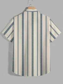 Manfinity Homme Men's Mature Casual Digital Print Short Sleeve Shirt