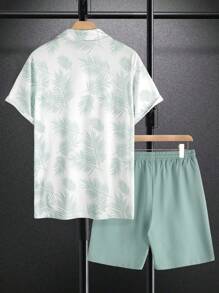 Manfinity RSRT Set de 2 piezas de camisa polo y pantalón corto, de moda, unicolor, adecuado para el verano