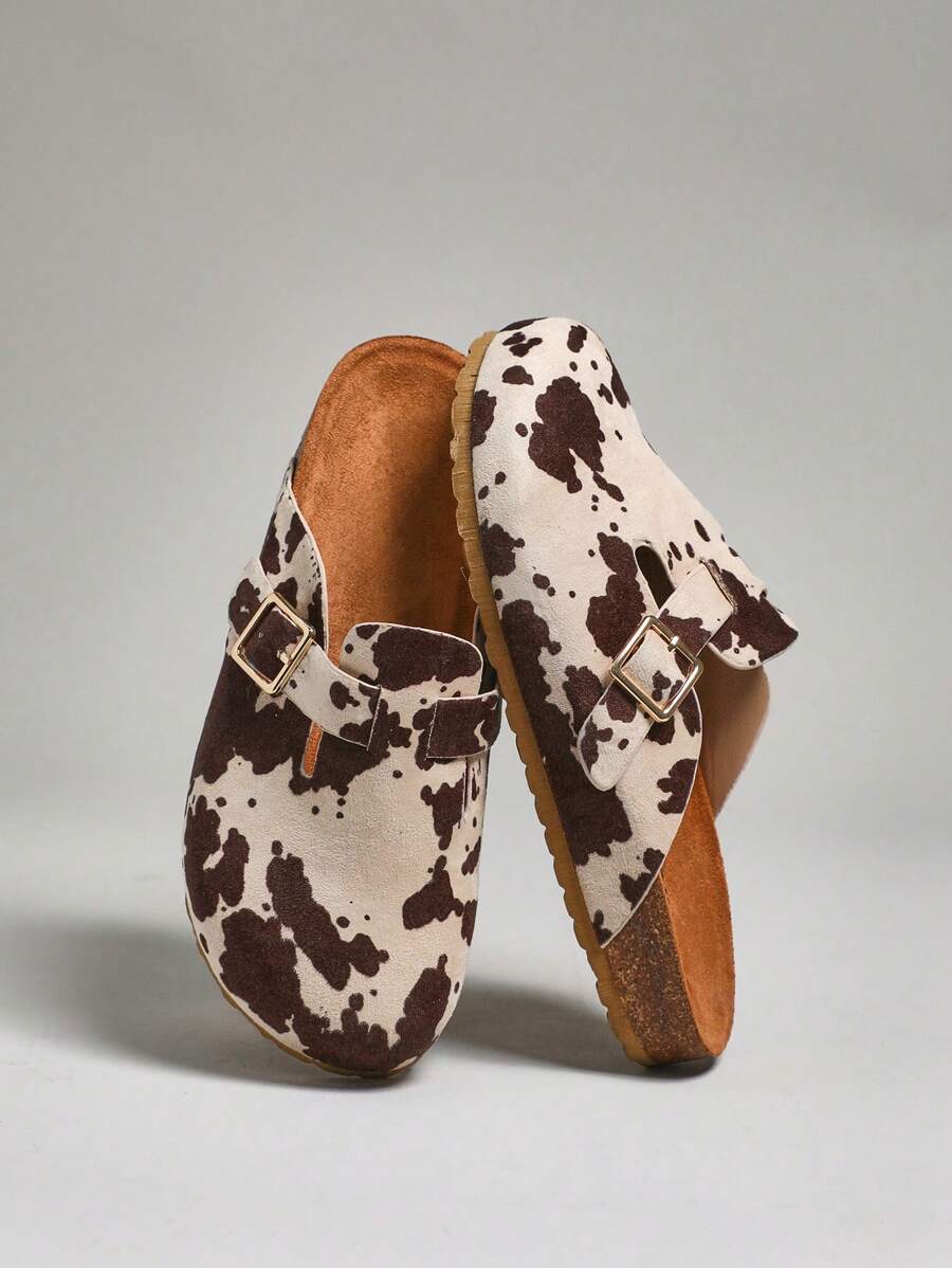 Solezae 女士奶牛印花舒适一脚蹬木屐 - 彩色 - 查看 1