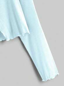 Calvaya Áo kiểu nữ cỡ lớn, gợi cảm, nhẹ, thắt nơ phía trước, tay dài, màu xanh dương, đa năng cho mùa xuân, hè, thu và kỳ nghỉ. - Màu xanh nhạt - Xem 3