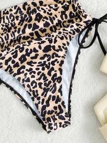 Swim Basics 2025 Women's Leopard Print Patchwork Cutout One-Piece Swimsuit, Random Print - Multicolor - View 6