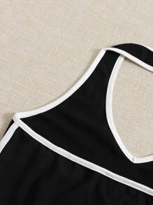 SHEIN EZwear Top halter corto unido en contraste - Negro - Ver 3