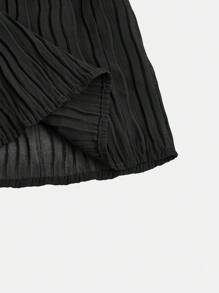 BizChic 2025 Summer New Music Festival Party Gathering Summer Top, Holiday Suitable For Wedding Guests, Brunch, Urban Fashion Commuter Daily Versatile Spring/Summer New Elegant Chic Daily Commute Work Date Vacation Breezy Graduation Season Black Pleated Tie-Bow Top - Black - View 5