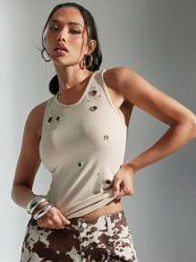 Denimoi O 形环圆领罗纹针织背心