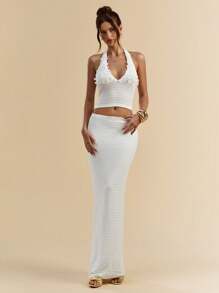 SHEIN BAE 女士日常两件套服装 - 白色 - 查看 4