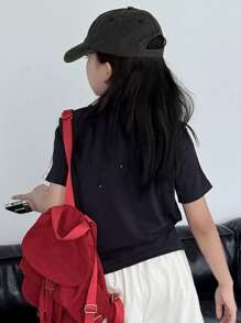 DAZY Tween Girls' T-Shirt For Fall,Back To School Clothes - Navy Blue - View 2