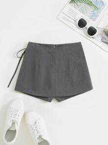 Sweetra 法国秋季新款简约流行时尚舒适显瘦淑女优雅系带女短裤 - 灰色 - 查看 8