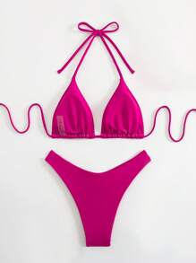 Swim Vcay Bộ đồ bơi 2 món cho nữ, giản dị và thời trang để mặc hàng ngày - Màu đỏ tím - Xem 2