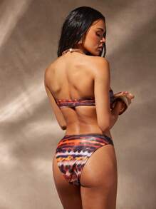 Hauture Celana Bikini Potongan Motif Boho Foil Seksi Liburan Musim Panas - MultiWarna - View 2