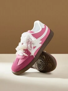 CUCCOO EASI Silver Sneakers For Women, Spring/Summer 2024 New Platform Casual Lace-Up Athletic Shoes - Hot Pink - View 8