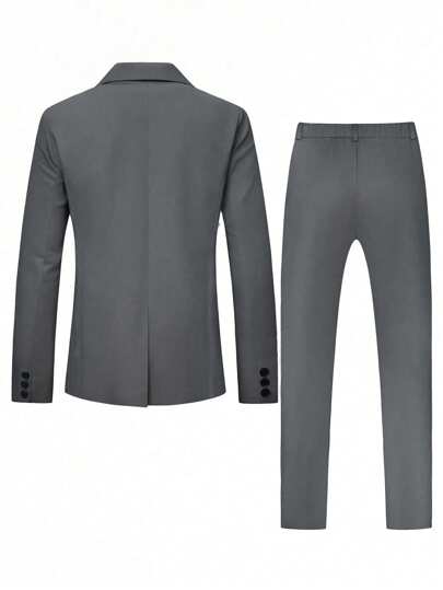 Manfinity Mode Men's Casual Minimalist Business Solid Color Peak Collar Single-Breasted Open Cardigan Jacket Men Casual Suits Men Casual Suit Men Casual Suit Men Dress Outfit Outfits For Men