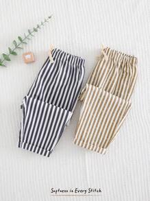 Cozy Pixies 2pcs/Set Baby Boy Colorful Striped Elastic Waist Ankle-Length Pants Set Baby Striped Pants Toddler Striped Pants Baby Boy Striped Pants Striped Baby Trousers Baby Trousers