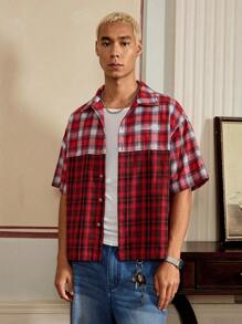 SWAVVY Camisa casual de manga corta de ajuste holgado para hombres jóvenes, apta para uso diario y escolar - Multicolor - Ver 2