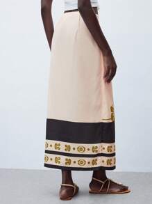 Maija Falda con estampado floral y efecto cruzado con cintura de lazo, de uso casual y para vacaciones, para mujer