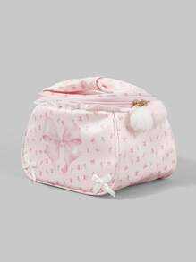 ROMWE Kawaii Cute And Charming Pink Butterfly Pattern Large Capacity Portable Cosmetic Makeup Bag, 401422/412463 - Multicolor - View 5
