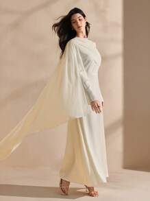 Graceveil Váy voan satin bất đối xứng thanh lịch cho nữ - Màu be - Xem 4