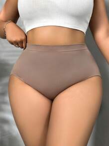 SHEIN Bộ 3 quần lót cạp cao trơn cỡ lớn cho nữ - Nhiều màu - Xem 3