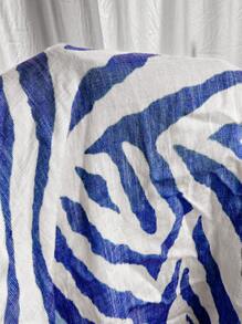 Solflare Quần ống đứng thường ngày cỡ lớn sọc ngựa vằn xanh trắng - Xanh và trắng - Xem 6