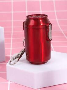 SHEIN 1 pieza Cenicero portátil con forma de lata metálica y tapa abatible, con llavero, adecuado para uso al aire libre, en el hogar y en el coche, regalo de cenicero, artículos de graduación