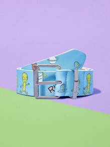 SCOOBY-DOO X SHEIN 1pc Women's Cartoon & Letter Pattern Blue Fashion Belt - Multicolor - View 4