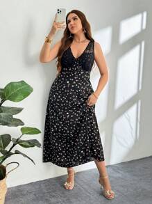 Firerie Hàng mới về Plus Váy xòe hở lưng ren hoa đen lãng mạn thanh lịch dành cho nữ, thích hợp cho các bữa tiệc ngoài vườn, vui chơi, đi chơi, mùa cưới, mùa tựu trường, kỳ nghỉ và các dịp khác Vcay kiểu Pháp - màu đen - Xem 5