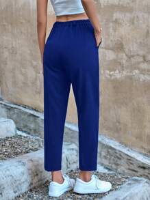 RueChic 97% Cotton Fold Pleated Slant Pocket Casual Suit Pants - Royal Blue - View 2