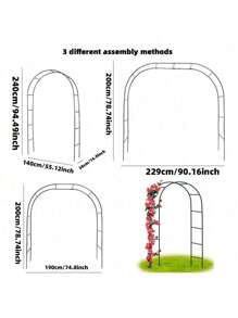 Iron Wedding Arch Decorative Garden Backdrop Pergola Stand Flower Frame For Marriage Birthday Wedding Party Decoration 3 In 1 - Black - View 6